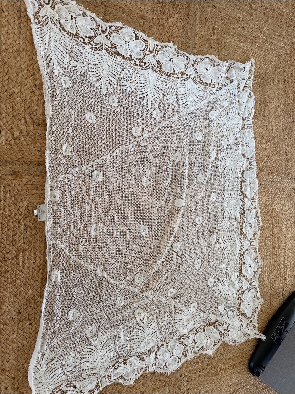 Miguelina White Floral Lace Curtain Panel